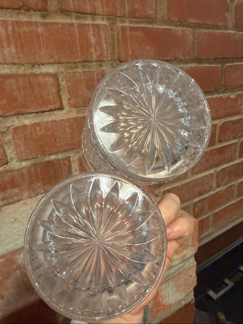 Vintage Classic Clear Cut Glass Rocks Glass Tumblers - Pair